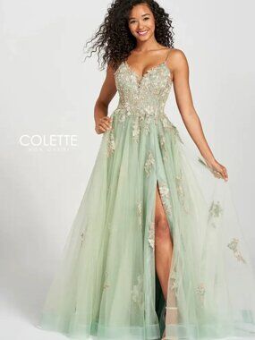 Colette Prom Ivy Sage Green A-line Prom Gown CL12207 Size 24